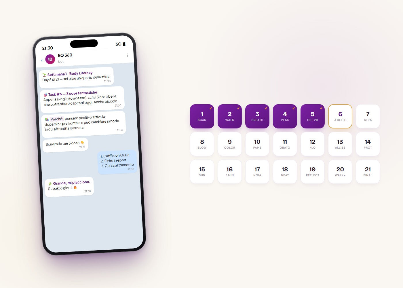 anteprima sfida 21 giorni con calendario microtask